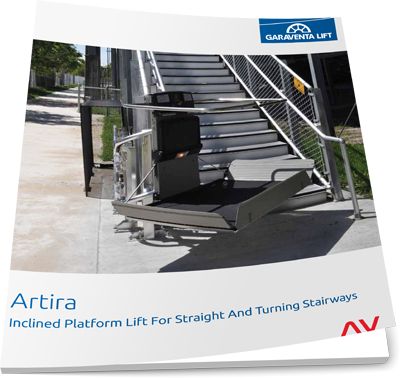 Artira wheelchair lift brochure image on Bedco Mobility website